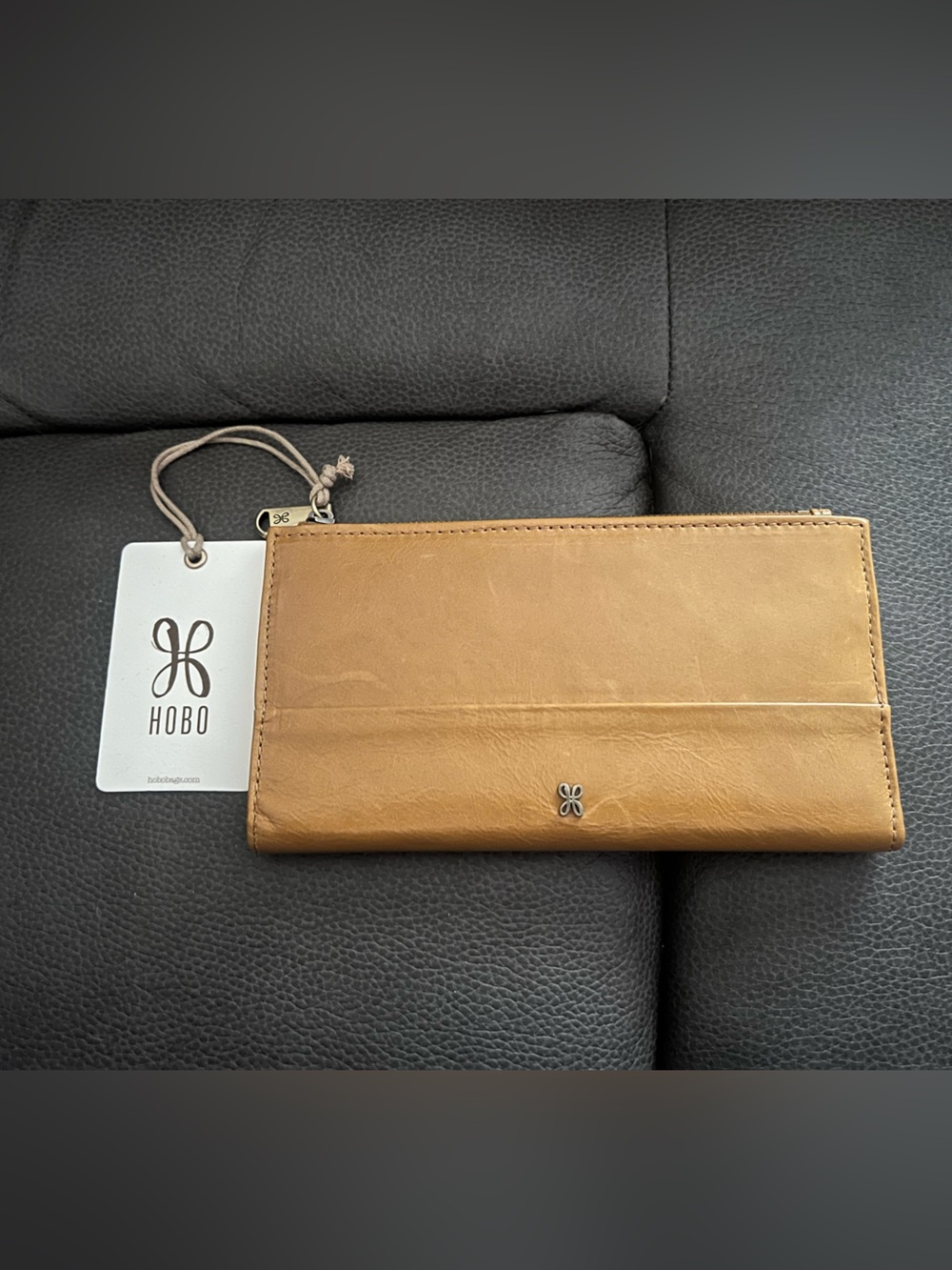 HOBO Cognac Leather Zip Clutch Wallet
